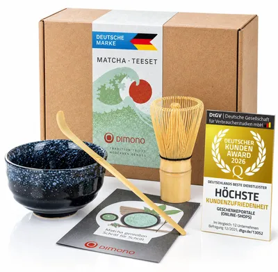 Productafbeelding van Traditionele Matcha theeset, Japans – Complete set in groen, bestaande uit een theekom, een bamboeborstel (chasen), een doseerlepel (chashaku) en een borstelhouder