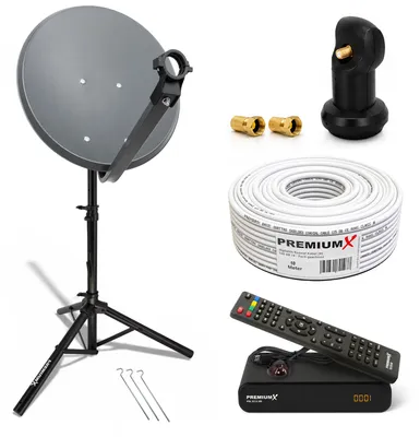 Produktbild von PremiumX Camping Sat Anlage 45cm Schüssel Anthrazit LNB Kabel Stativ Receiver