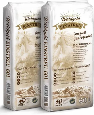 Productafbeelding van Bodembedekking voor paarden - houtsnippers - stofarm - absorberend - 2 x 60 liter