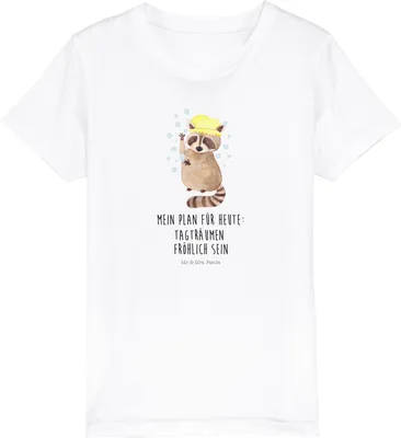 Produktbild von Mr. & Mrs. Panda Kleinkinder T-Shirt Waschbär 7-8 Jahre (122/128) - Weiß - Geschenk, Shirts für Kinder, Kindershirt, Teenager, Waschen, Seifenblasen, Mädchen, Tagträumen