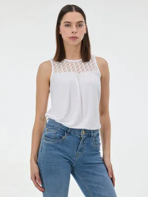 Produktbild von Orsay Damen Tanktop mit Rundhals aus Viskose-Elasthan in Weiß, Größe S