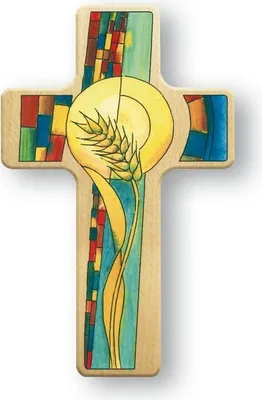 Produktbild von Kinderkreuz Holz Weizenkorn Wandkreuz 7x11cm