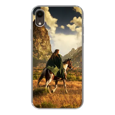 Produktbild von MuchoWow® Handyhülle Schutzhülle Hülle für iPhone XR Pferd - Reiter - Natur Silikon Softcase Handy Hülle - Schutzdeckel