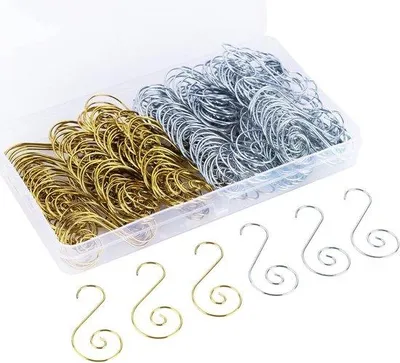 Productafbeelding van 240x Kersthanger Haken S-vormig Metalen Haken voor Kerstballen en Decoratie – Zilver & Goud