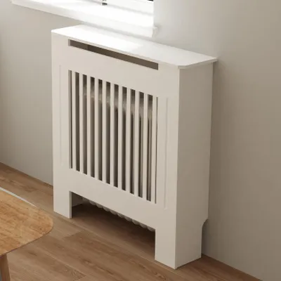Image de Cache-radiateur en bois massif avec lamelles verticales