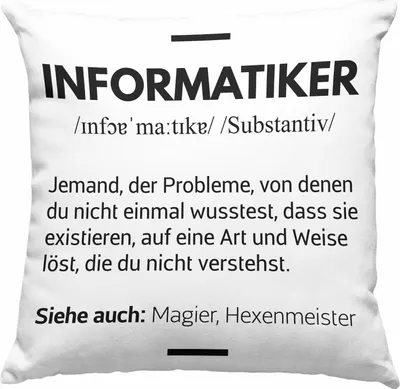 Produktbild von Trendation - Informatiker Deko-Kissen mit Füllung 40x40 Geschenk Programmierer Gadget Lustig Geschenkidee Männer Zubehör Informatiklehrer IT (Grau)