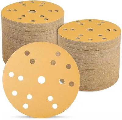 Image de Papier abrasif haut de gamme avec bande velcro, 150 mm, grain 320, 100 pièces pour ponceuses