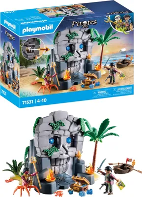Produktbild von PLAYMOBIL Pirates 71531 Totenkopfinsel, spannungsgeladenes Abenteuer auf der Kristallschädel-Insel, inklusive Piratenfigur und gefährlichem Krabbenmann, detailreiches Spielzeug für Kinder ab 4 Jahren
