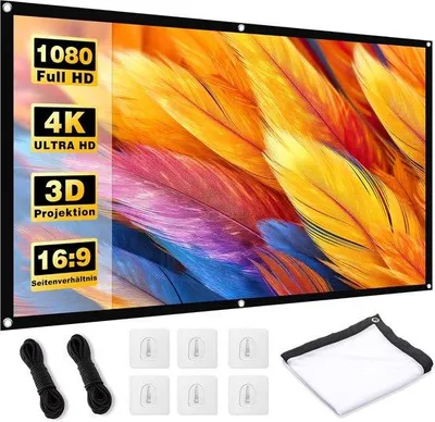 Produktbild von Famanu Projektionsschirm 100 Zoll HD 16:9 tragbar und faltbar für Innen und Außen