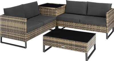 Produktbild von tectake® Rattan Lounge Ostuni für 4 Personen widerstandsfähig und UV-beständig