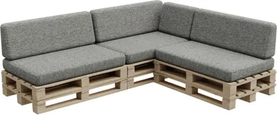 Produktbild von Palettenkissen, Palletenpolster, Gartenkissen, PFBG (3X Set (120x80 + 120x35), Dunkelgrau)