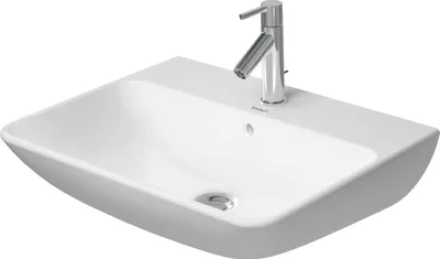 Produktbild von Duravit Waschtisch ME by Starck mit Überlauf, mit Hahnlochbank, 600 x 460 mm, 1 Hahnloch weiß