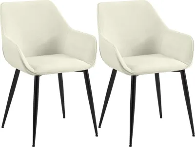 Produktbild von CLP 2er Set Esszimmerstuhl Luena mit Rückenlehne gepolstert bis 150 kg belastbar creme Material Stoff