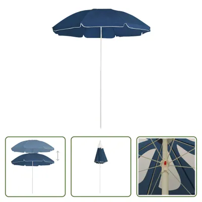 Image de The Living Store Parasol avec mât en acier bleu 180 cm