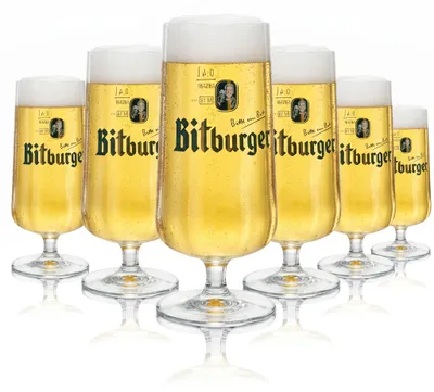 Produktbild von 6x Bitburger Bier Glas Exclusiv Pokal 400ml rastal