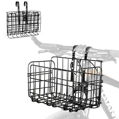 Image de Panier arrière pour vélo, amovible, pliable, en acier, dimensions : 33x20x22 cm