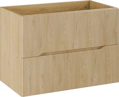 Produktbild von Waschtischunterschrank mit 80 cm Breite in Eiche, mit 2 Schubladen und Rillenoptik - NARPIO-56