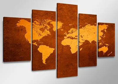 Produktbild von 5508 Weltkarte Leinwandbild 5-teilig 160x80 cm