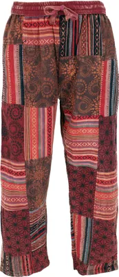 Produktbild von Patchwork Yogahose, Goa Hose, Loose fit Hose - Weinrot, Herren, Baumwolle, Größe: XL