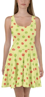 Produktbild von Mr. & Mrs. Panda Kleid Apfel Traum S - Gelb - Geschenk, Strandkleid, Damen-Sommerkleid, A-Linien-Kleid, Sommerkleid, Muster, Skaterkleid