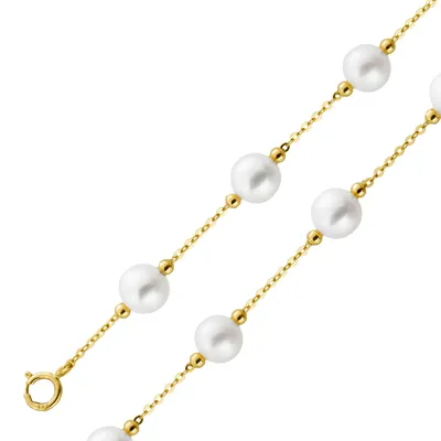 Produktbild von Perlen Armband Gelbgold 585 14K Süßwasserzuchtperlen 6mm 18