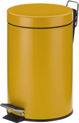 A yellow pedal bin on a white background.