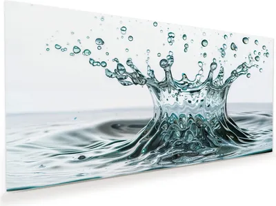 Produktbild von Glasbild 110x55cm in XXL für Wohnzimmer, Schlafzimmer Motiv Wassertropfen Splash