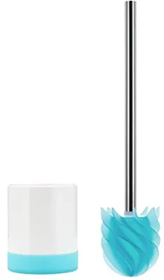 Immagine prodotto di Scopino da bagno in silicone con effetto loto e supporto antiscivolo, turchese