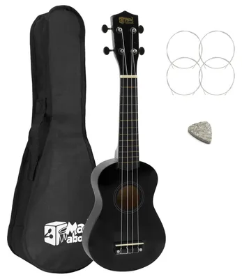 Immagine prodotto di Ukulele soprano SU8-LH-BK per mancini - nero - con custodia, plettro in feltro e set di corde di ricambio