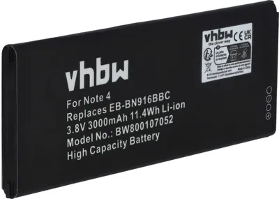 Produktbild von vhbw Akku Ersatz für Samsung EB-BN910BBK, EB-BN916BBC, EB-BN910BBU, EB-BN910BBT für Handy Smartphone Telefon (3000 mAh, 3,8 V, Li-Ion)