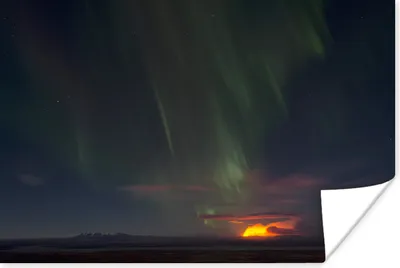 Produktbild von MuchoWow® Poster Nordlichter - Sternenhimmel - Vulkan 90x60 cm - Schlafzimmer