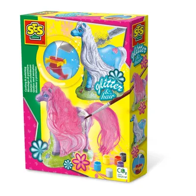Zdjęcie produktu dla SES Creative Children's Glitter Hair Horses Casting and Painting Set, Zestaw do odlewania / malowania dla dzieci, 5 lat(a), Wielobarwny