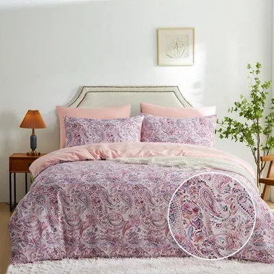 Produktbild von Famanu Bettwäsche-Set 135 x 200 cm, 2-teilig, indisches Design, mandala, Bohemian Stil, 100% Mikrofaser, rosa, türkis, wendbar