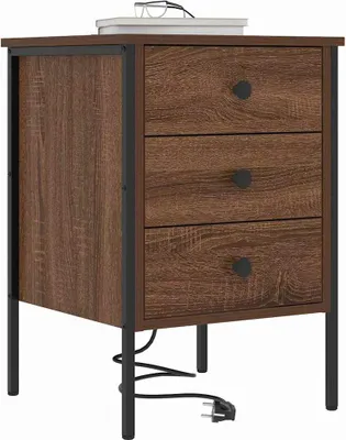 Zdjęcie produktu dla vidaXL Stolik nocny brązowy dąb 42 x 41 x 61 cm materiał drewnopochodny