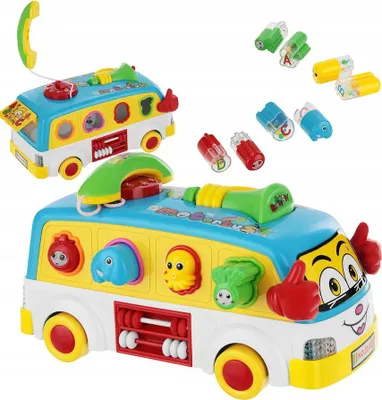 Zdjęcie produktu dla Muzyczny Autobus Interaktywny Sorter Klocków Jeździ