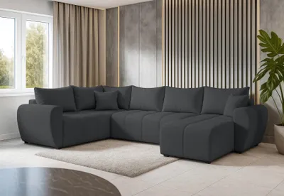 Produktbild von AX LIVING Malatya U XL Wohnlandschaft U Form XXL Ecksofa Dunkelgrau L