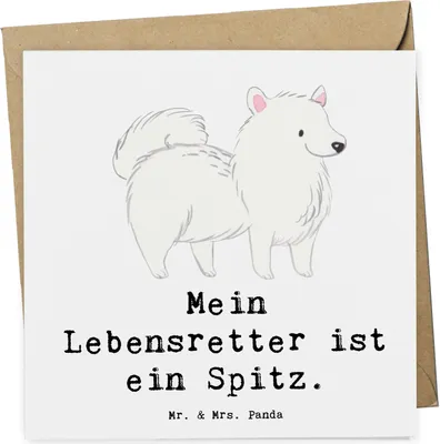 Produktbild von Mr. & Mrs. Panda Grußkarte Spitz Lebensretter - Weiß - Geschenk, faltkarte, anlasskarte, Glückwunschkarte, doppelkarte, Klappkarte