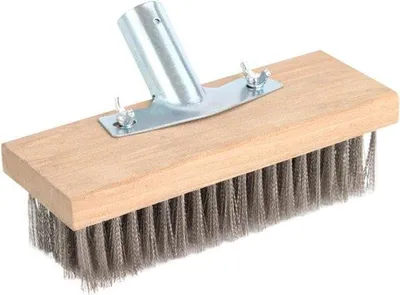 Produktbild von Bodenbürste mit Griff - Terrassenreiniger - Moosentfernung - Edelstahl - 20 cm Kopf - Grau