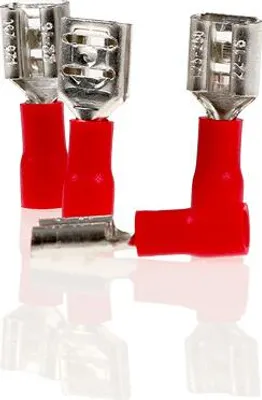 Produktbild von alca® Flachsteckhülsen rot 6,3mm 10St. 0,5-1,5mm² AWG 22-16 teilisoliert männlich Flachstecker Quetschkabelschuhe Steckverbinder