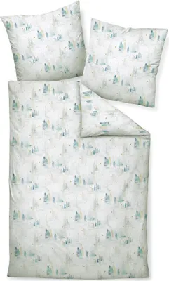 Produktbild von Janine Design Mako-Satin-Bettwäsche-Garnitur modern art S 42137 Farbe perlblau reif Größe 135x200+80x80