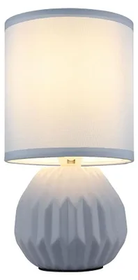 Image de Lampe de table, céramique, textile, bleu, H 23 cm