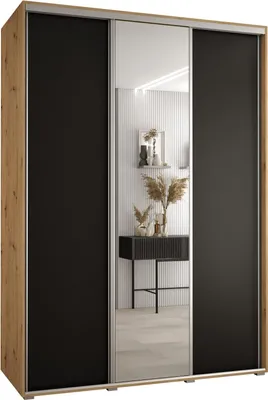 Produktbild von MEBLE KRYSPOL Cannes 3 Schrank mit 3 Schiebetüren - 205,2x180x60 cm - Artisan Schwarz Silber
