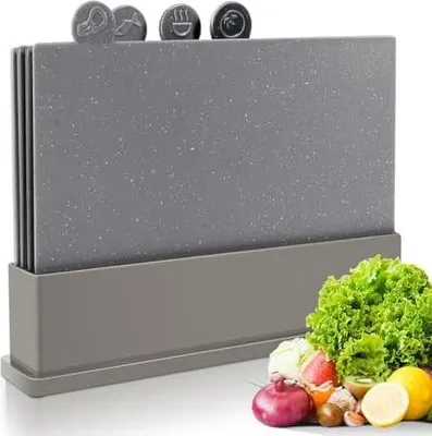 Produktbild von Schneidebrett Set - Schneidebretter - Rutschfeste Griffe Spülmaschinenfest - BPA-frei