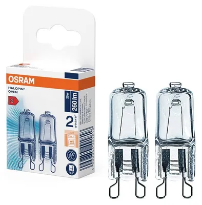 Produktbild von 2 x Osram Halogen Stiftsockellampe Halopin Oven 25W G9 klar 260lm warmweiß 2700K Dimmbar