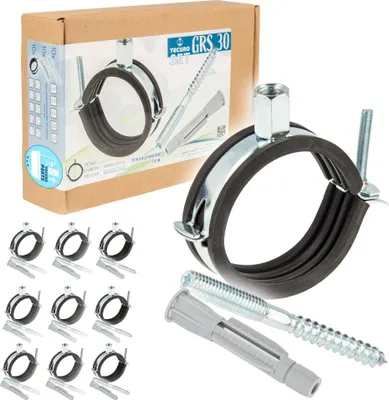 Produktbild von tecuro Einhand Schraubrohrschelle 57-61mm, Stockschr. M8 x 80mm, - 10-er Kombi-Set