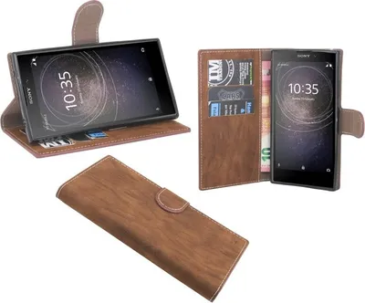 Obrázek produktu pro Sony Xperia L2 pouzdro na mobilní telefon kapesní flipové pouzdro na smartphone ochranný kryt hnědý