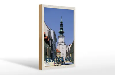 Produktbild von Holzschild Reise 20x30cm Bratislava Slowakei Michaelertor