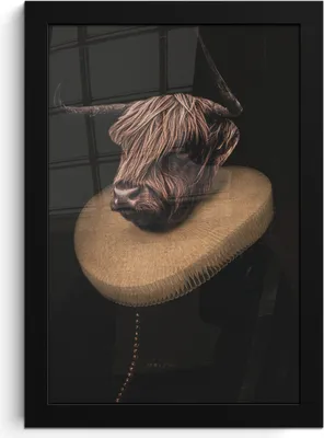 Produktbild von MuchoWow® MuchoWow® Gerahmtes Poster Alte Meister - Tiere - Schottisches Hochlandrind 20x30 cm - Poster mit zchwarzem Bilderrahmen - Drucken - Bilder Poster im Rahmen