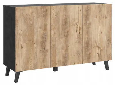 Zdjęcie produktu dla Nowoczesna komoda 120cm do salonu na nóżkach antracyt matera, kasztan