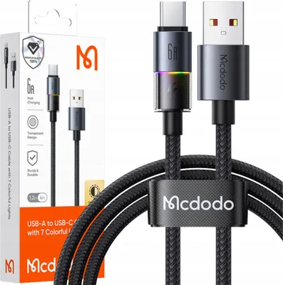 Immagine prodotto di Mcdodo Cavo USB-A USB-C Ricarica rapida USB tipo C 6A 100W 1M LED Nero